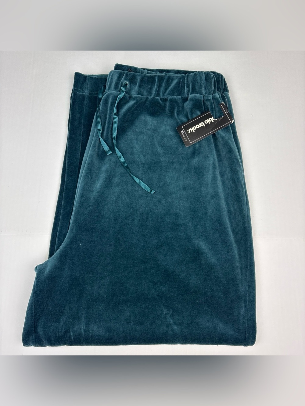 Bobbie Brooks Women 2X Pants Velour Emerald Green Wide Leg Comfort New with Tags
